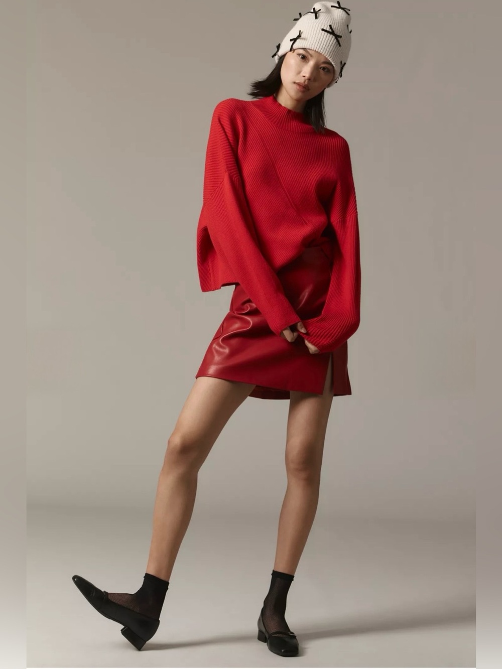 Anthropologie Maeve Red Knit Sweater Pullover Women's S